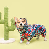 FATHIN Welsh Corgi Dog Waterproof Dog Coat Jumpsuit Pet Clothing Raincoat Dog Clothes with Reflective Strip L-6L for Large Dogs