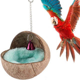 Practical Coconut Shell Bird Nest House Bed with Warm Pad for Parrot Parakeet Hamster Rat Mice Chinchilla Cage Toy Nesting Box