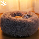 Fluffy Plush Cat Bed House Mat Beds for Cats Pet Products Super Soft Warm Long Plush Round Cat Dog Beds Houses for Cats Puppy