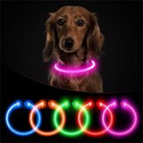 Cuttable Led Dog Collar USB Charging Glowing Ring Night Safety Avoid Car Accident Flashing Luminous Long Necklace