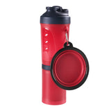 Portable 2 in 1 Pet Folding Water Bottle Food Container With Folding Silicone Pet Bowl Outdoor Travel Dog Cat Feeder Cup Bowl
