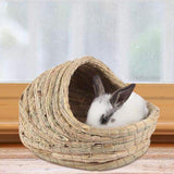 Pet Rabbit Hamster Natural Grass Woven Slipper Shape Warm Nest Bed Molar Toy Light Small Animal Storage Box Cages Accessories