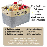 Personalized Pet Dog Toy Storage Basket Dog Canvas Bag Foldable Pet Toys Linen Storage Box Bins Dog Accessories Pet Supplies