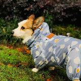 FATHIN Welsh Corgi Dog Waterproof Dog Coat Jumpsuit Pet Clothing Raincoat Dog Clothes with Reflective Strip L-6L for Large Dogs