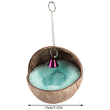 Practical Coconut Shell Bird Nest House Bed with Warm Pad for Parrot Parakeet Hamster Rat Mice Chinchilla Cage Toy Nesting Box