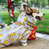 FATHIN Welsh Corgi Dog Waterproof Dog Coat Jumpsuit Pet Clothing Raincoat Dog Clothes with Reflective Strip L-6L for Large Dogs