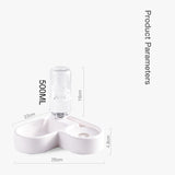 Pet Cat Feeder Bowl Dog Automatic Water Double Bowls Food Wall Corner Save Space Cats 500ml Bottle Drinking Kitten Dogs Products