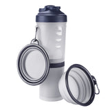 Portable 2 in 1 Pet Folding Water Bottle Food Container With Folding Silicone Pet Bowl Outdoor Travel Dog Cat Feeder Cup Bowl