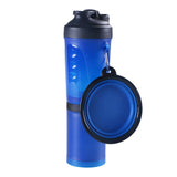 Portable 2 in 1 Pet Folding Water Bottle Food Container With Folding Silicone Pet Bowl Outdoor Travel Dog Cat Feeder Cup Bowl