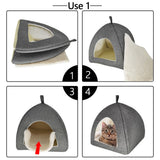 Dropshipping Foldable 2-in-1 Cat Bed Indoor Kitten Tent House Warm For Small Pet Pad Dog Nest  Cave Sleeping Cozy Plush Mat