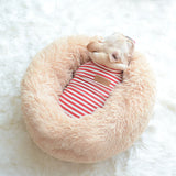 Rownfur Soft Dog Bed Washable Long Plush Pet Bed Round Dog House For Little Medium Large Pets Cat Round Kennel  Sleeping Bag