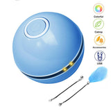 Smart Cat Interactive Toy Colorful LED Self Rotating Ball With Catnip Bell and Feather Toys USB Rechargeable Cat Kitten Ball Toy