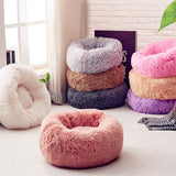 Rownfur Soft Dog Bed Washable Long Plush Pet Bed Round Dog House For Little Medium Large Pets Cat Round Kennel  Sleeping Bag