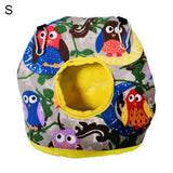 Pet Bird Parrot Cotton Owl Print Soft Warm Hanging Cage House Sleep Tent Bed Cave Nests Colored Cave-shaped Parrot Sleeping Nest
