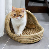 Pet Rabbit Hamster Natural Grass Woven Slipper Shape Warm Nest Bed Molar Toy Light Small Animal Storage Box Cages Accessories