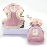 Dog Harness and Leash Set Snack Bag Soft Keep Warm Embroidery Cat Harnesses Leash for Small Medium Dogs Vest Outdoor Walking