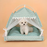 Pet Dog Tent House Flower Print Enclosed Cat Tent Bed Indoor Folding Portable Cozy Kitty Bed Kennel for Small Dogs Puppy Cats