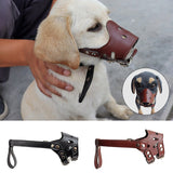 PU Leather Pet Dog Mask Adjustable Breathable Muzzle Anti-biting Safety for Small Medium Dogs Stop Biting Barking