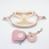 Dog Harness and Leash Set Snack Bag Soft Keep Warm Embroidery Cat Harnesses Leash for Small Medium Dogs Vest Outdoor Walking