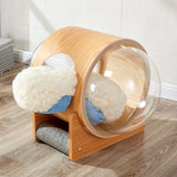Net red space capsule transparent cat delivery room four seasons universal closed winter cat house solid wood capsule cat litter