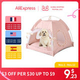 Pet Dog Tent House Flower Print Enclosed Cat Tent Bed Indoor Folding Portable Cozy Kitty Bed Kennel for Small Dogs Puppy Cats