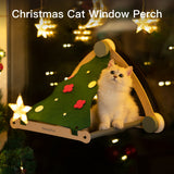Mewoofun Cat Window Perch Wooden Assembly Hanging Bed Cotton Canvas Easy Washable Multi-Ply Plywood Xmas Snowwhite Version