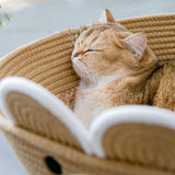 Pet Basket Mattress Rattan Grass Weaving Cat Nest Dog Kennel Straw Scratch Board Bed for Puppy Kitten All Season Universal