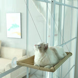 New Pets Cat Hammock Wood Shelf Seat Pet Hanging Bed Cat Beds Sucker Window Mounted Perch Pet Climbing Toys Supports Up To 10kg