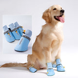 4pcs/set Dog Shoes English Printed Outwear Booties Adjustable Classic Breathable Four Seasons Large Size Pet Supplies