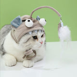 Cat Toys Cat Interactive Toys Kitten Fishing Headdres Hat Feathers Bait Fishing Head Covers Tease Pet Supplies Cat Accessories
