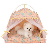 Pet Dog Tent House Flower Print Enclosed Cat Tent Bed Indoor Folding Portable Cozy Kitty Bed Kennel for Small Dogs Puppy Cats