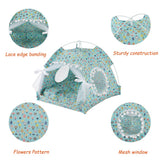 Pet Dog Tent House Flower Print Enclosed Cat Tent Bed Indoor Folding Portable Cozy Kitty Bed Kennel for Small Dogs Puppy Cats