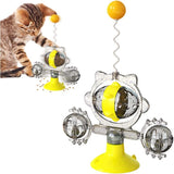 Cat Interactive Toy Windmill withing Catnip Funny Leakage Treat Dispenser Intelligence Training Suction Cup Puzzle Cat Toys