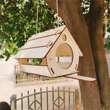 Hanging Bird Food Feeder Cage Outdoor Garden Pet Accessories Supplies Hummingbird Wood DIY Assemble Feeder House