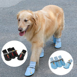 4pcs/set Dog Shoes English Printed Outwear Booties Adjustable Classic Breathable Four Seasons Large Size Pet Supplies