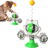 Cat Interactive Toy Windmill withing Catnip Funny Leakage Treat Dispenser Intelligence Training Suction Cup Puzzle Cat Toys