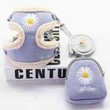 Dog Harness and Leash Set Snack Bag Soft Keep Warm Embroidery Cat Harnesses Leash for Small Medium Dogs Vest Outdoor Walking