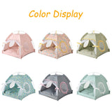 Pet Dog Tent House Flower Print Enclosed Cat Tent Bed Indoor Folding Portable Cozy Kitty Bed Kennel for Small Dogs Puppy Cats