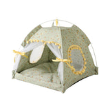 Pet Dog Tent House Flower Print Enclosed Cat Tent Bed Indoor Folding Portable Cozy Kitty Bed Kennel for Small Dogs Puppy Cats