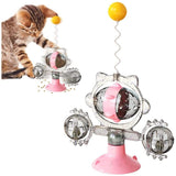 Cat Interactive Toy Windmill withing Catnip Funny Leakage Treat Dispenser Intelligence Training Suction Cup Puzzle Cat Toys