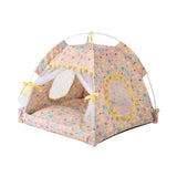 Pet Dog Tent House Flower Print Enclosed Cat Tent Bed Indoor Folding Portable Cozy Kitty Bed Kennel for Small Dogs Puppy Cats