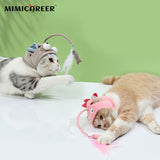 Cat Toys Cat Interactive Toys Kitten Fishing Headdres Hat Feathers Bait Fishing Head Covers Tease Pet Supplies Cat Accessories