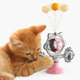 Cat Interactive Toy Windmill withing Catnip Funny Leakage Treat Dispenser Intelligence Training Suction Cup Puzzle Cat Toys