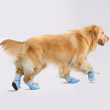 4pcs/set Dog Shoes English Printed Outwear Booties Adjustable Classic Breathable Four Seasons Large Size Pet Supplies