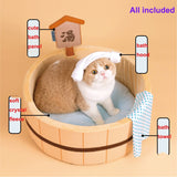 New Cat Bed Japanese Style Comfy Bathtub Pool for Dogs Detachable Puppy Basket Basin Safe Kitten Nest Pad Plush Sleeping Shiba