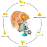 Cat Interactive Toy Windmill withing Catnip Funny Leakage Treat Dispenser Intelligence Training Suction Cup Puzzle Cat Toys