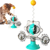 Cat Interactive Toy Windmill withing Catnip Funny Leakage Treat Dispenser Intelligence Training Suction Cup Puzzle Cat Toys