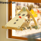 Mewoofun Cat Window Perch Wooden Assembly Hanging Bed Cotton Canvas Easy Washable Multi-Ply Plywood Xmas Snowwhite Version