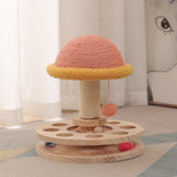 Mushroom Cat Scratcher Pet Track Toy 3 in 1 Cat Scratching Post Natural Sisal and Wood Base Grinding Claw Funny Interactive Toy