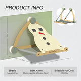 Mewoofun Cat Window Perch Wooden Assembly Hanging Bed Cotton Canvas Easy Washable Multi-Ply Plywood Xmas Snowwhite Version